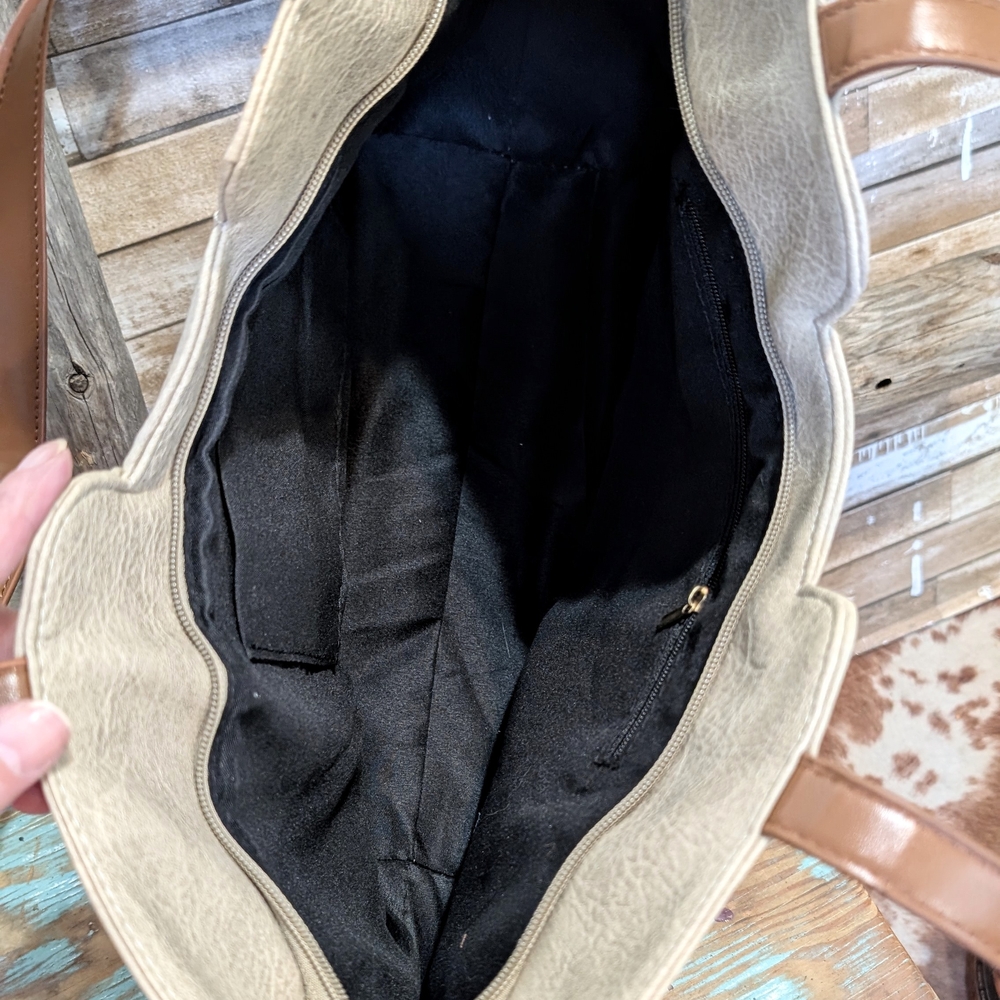 New Elegant Beige and Brown Tote Bag - Picture 16 of 16